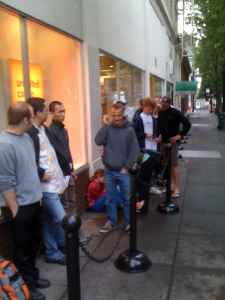Line at the AT&T store to get the iPhone.